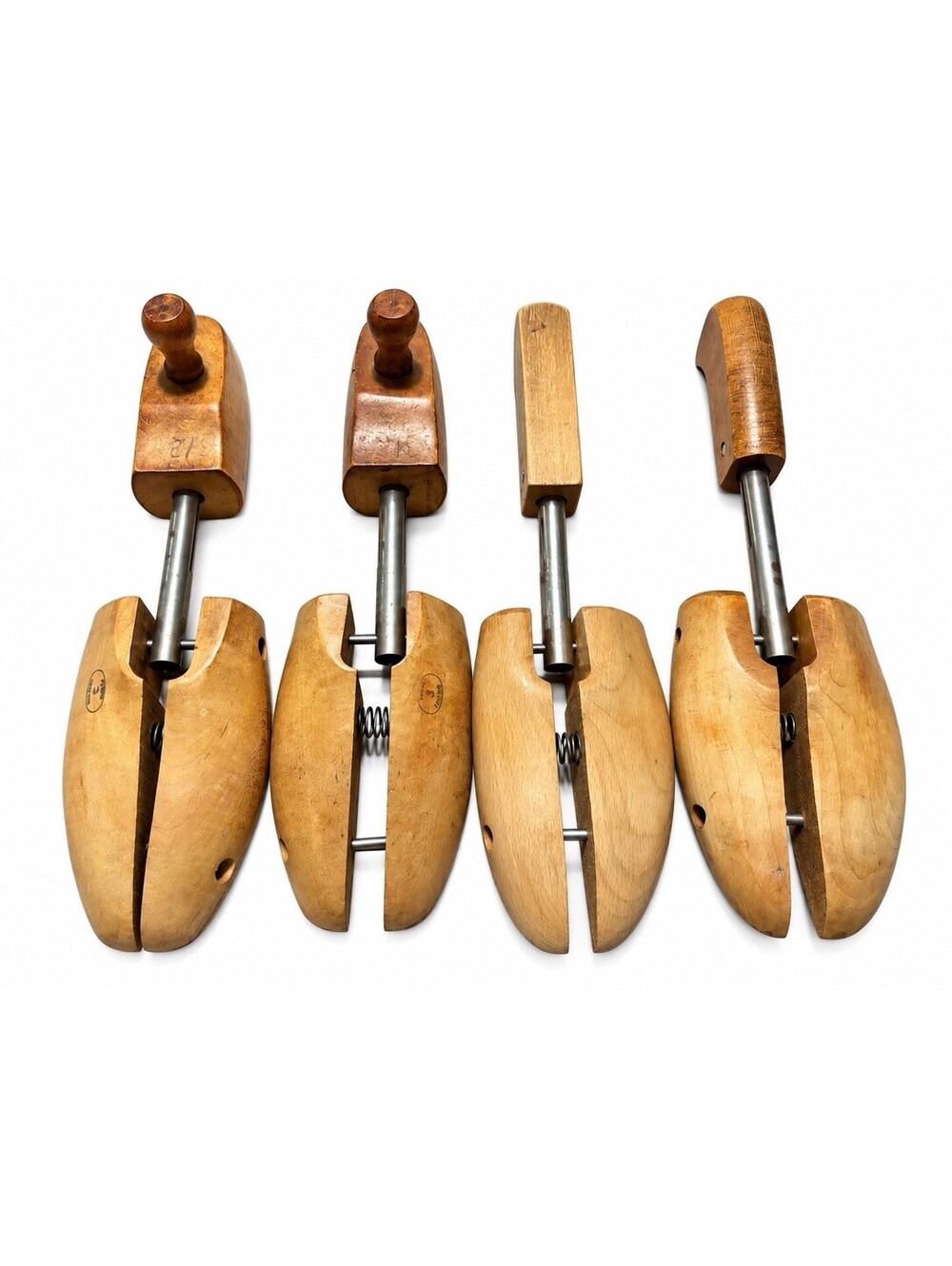 Lot of 4 Vintage Wooden Shoe Trees Adjustable Shoe Stretchers Shoe Forms Set
